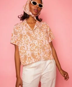 Dazey LA Pink Paradise Breezy Button Up NEW