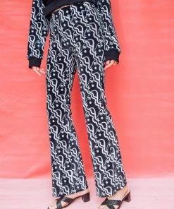 Dazey LA DAZEY BRAND Velvet Flare Track Suit Pants - Waterfall Woman