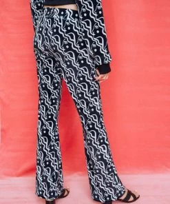 Dazey LA DAZEY BRAND Velvet Flare Track Suit Pants - Waterfall Woman