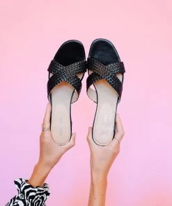 Salt+Umber MALLORCA Woven Square Toe Heel- Black