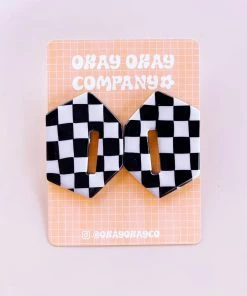 Okay Okay Company DAZEY LADY SHOP Check Stud Earrings In Black/Creme