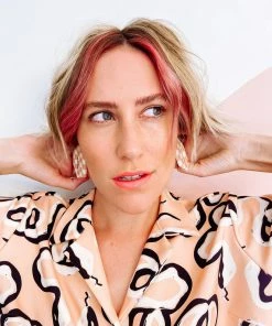 Okay Okay Company DAZEY LADY SHOP Check Stud Earrings In Pink/Creme