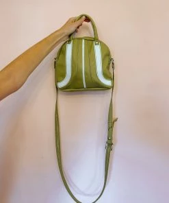 Grooves And Grain Bowler Mini Cross Body Bag - Aloe Green And White
