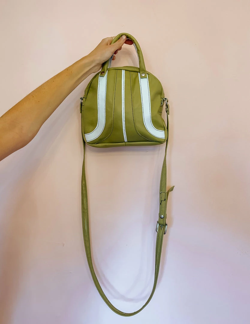 Grooves And Grain Bowler Mini Cross Body Bag - Aloe Green And White 2 Grooves And Grain Bowler Mini Cross Body Bag - Aloe Green And White