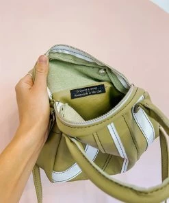 Grooves And Grain Bowler Mini Cross Body Bag - Aloe Green And White 11 Grooves And Grain Bowler Mini Cross Body Bag - Aloe Green And White