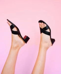 Salt+Umber MALLORCA Woven Square Toe Heel- Black