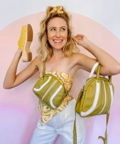 Grooves And Grain Bowler Mini Cross Body Bag - Aloe Green And White 10 Grooves And Grain Bowler Mini Cross Body Bag - Aloe Green And White