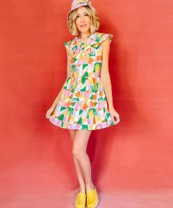 Dazey LA Prismatic Hands Ruffle Collar Dress DAZEY BRAND