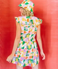 Dazey LA Prismatic Hands Ruffle Collar Dress DAZEY BRAND