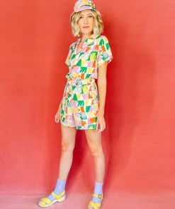 Dazey LA DAZEY BRAND Prismatic Hands Retro Romper