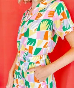 Dazey LA DAZEY BRAND Prismatic Hands Retro Romper