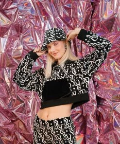 Dazey LA Velvet Half Zip Track Suit Top - Waterfall Woman