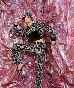 Dazey LA Velvet Half Zip Track Suit Top - Waterfall Woman