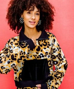 Dazey LA Velvet Half Zip Track Suit Top - Fierce Florals DAZEY BRAND 12 Dazey LA Velvet Half Zip Track Suit Top - Fierce Florals DAZEY BRAND