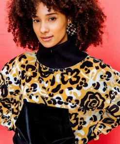 Dazey LA Velvet Half Zip Track Suit Top - Fierce Florals DAZEY BRAND