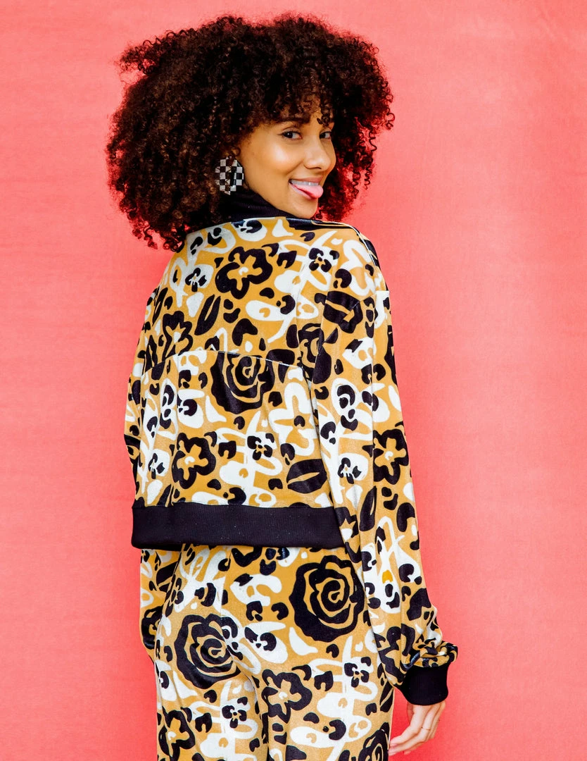Dazey LA Velvet Half Zip Track Suit Top - Fierce Florals DAZEY BRAND 5 Dazey LA Velvet Half Zip Track Suit Top - Fierce Florals DAZEY BRAND