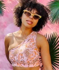 Dazey LA Pink Paradise Single Shoulder Swim/Stretch Tank